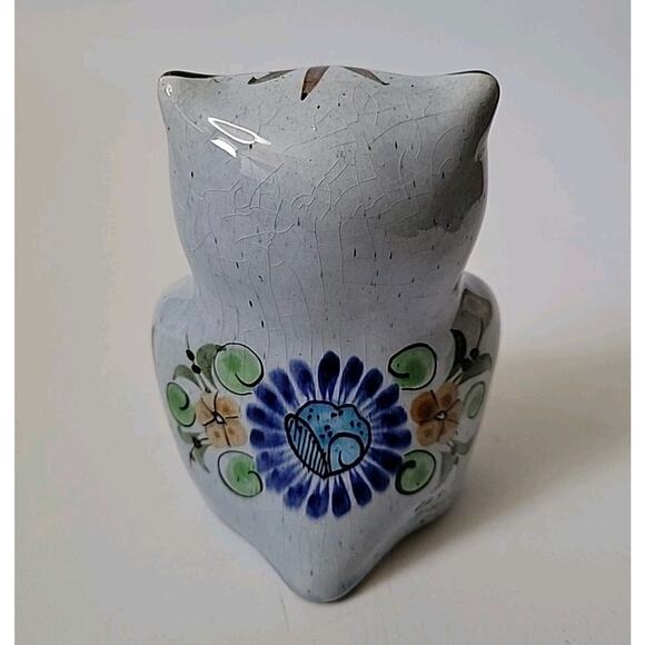 Vintage Talavera Owl Figurine 5" Hand Painted Glazed Ceramic Bohemian Folk Art - Picture 3 of 9